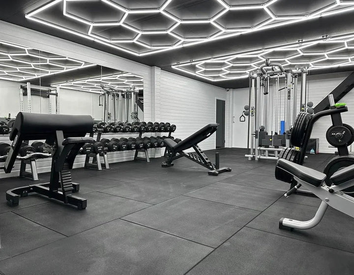 Kit de 15 hexágonos con borde 4.84 Metros de largo x 2.43 Metros de ancho