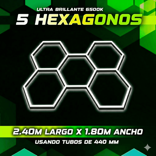 Kit de 5 Hexágonos de 44Cm Tamaño armado (2.40 metros de largo x 1.80 Metro de ancho)