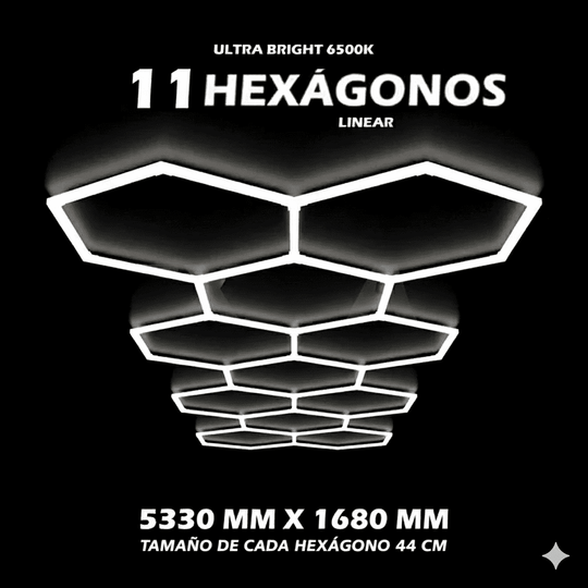 Luces hexagonales - Sistema LED de rejilla larga de 11 luces