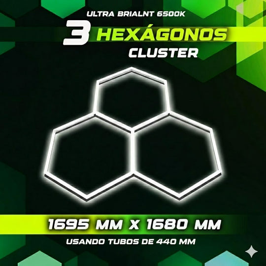 Luces hexagonales - Sistema LED de 3 rejillas Cluster